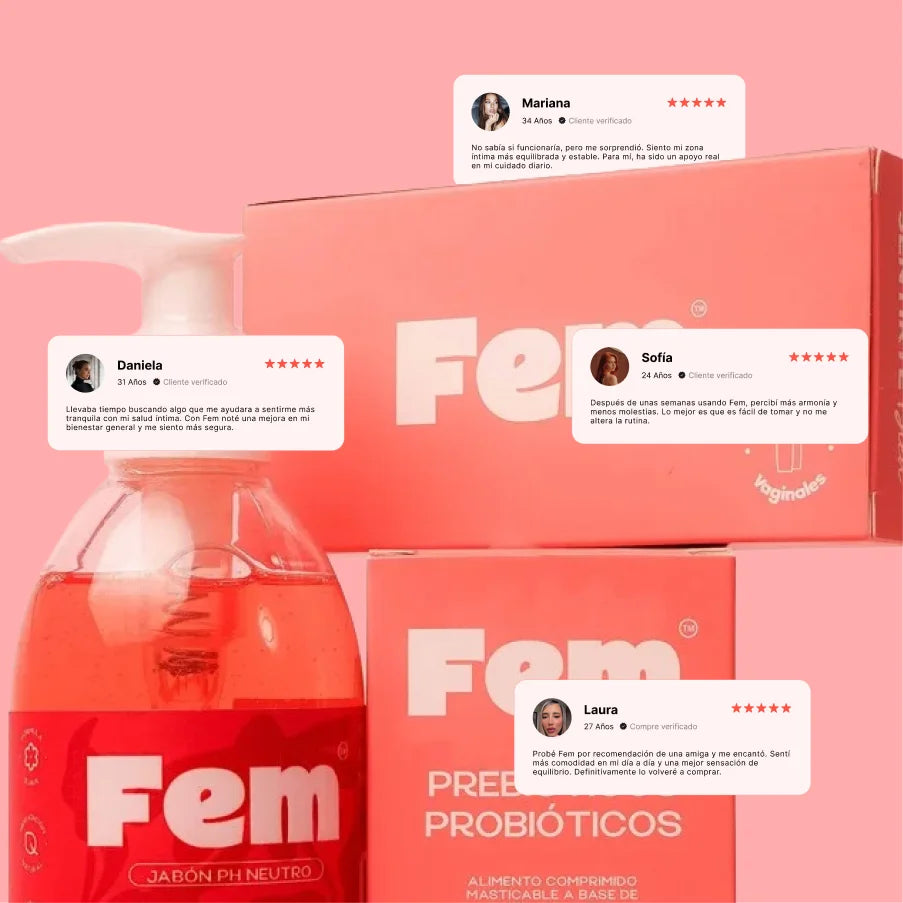 Alimento con probióticos + Jabón íntimo + Óvulos Fem homeopáticos