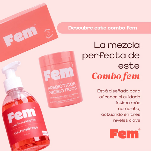 Alimento con probióticos + Jabón íntimo + Óvulos Fem homeopáticos