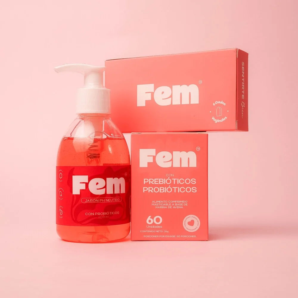 Alimento con probióticos + Jabón íntimo + Óvulos Fem homeopáticos